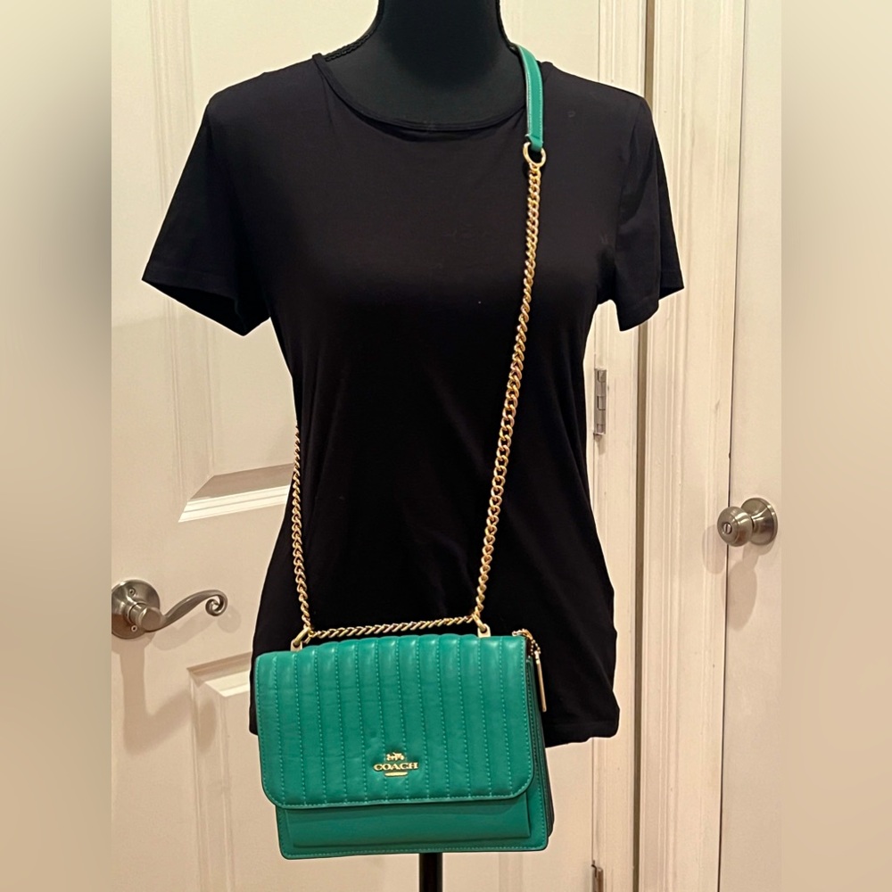 Coach Green Crossbody Bag with Gold Chain